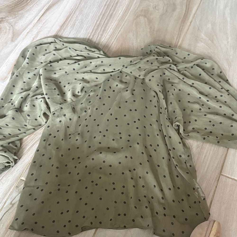 Zara Olive Polka Dot Blouse